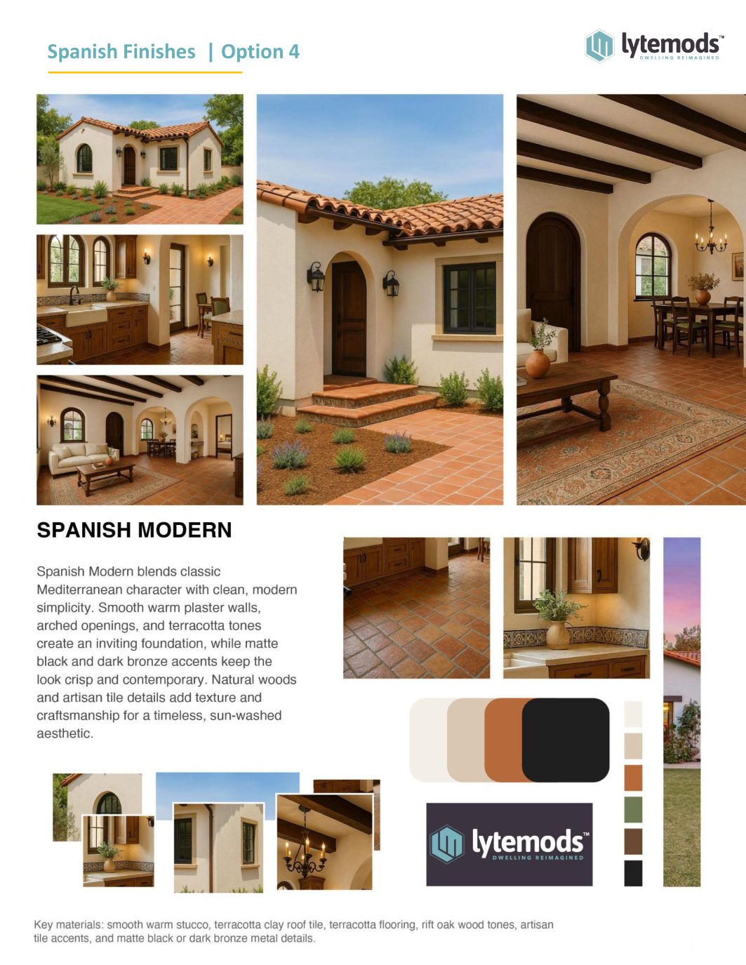 Spanish Modern finish palette